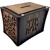 El Yapımı Dikdörtgen Ahşap Bahşiş Kutusu Sandık Tip Box Kumbara Tibbox - 5