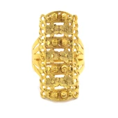 Çelik Yüzük Kadın Altın Kaplama Çiçek Desenli Kaburga Model YZK-497 - 1