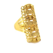 Çelik Yüzük Kadın Altın Kaplama Çiçek Desenli Kaburga Model YZK-497 - 3