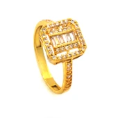 Çelik Baget Yüzük Altın Kaplama Kenarı Taşlı YZK-451 - 1