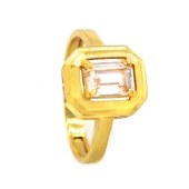 Altın Kaplama Zirkon Taşlı Baget Yüzük YZK-454 - 1