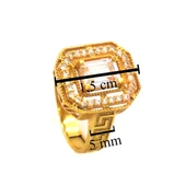 Altın Kaplama 2 Sıra Zirkon Taşlı Baget Yüzük YZK-450 - 4