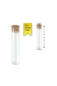 20 Adet Cam Şişe Mantar Tıpalı Dibi Düz Çok Amaçlı Deney Tüpü (EN 2 CM BOY 8 CM) - 2