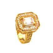 Altın Kaplama 2 Sıra Zirkon Taşlı Baget Yüzük YZK-450 - 1