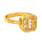 Çelik Baget Yüzük Altın Kaplama Kenarı Taşlı YZK-451 - 3