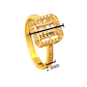 Çelik Baget Yüzük Altın Kaplama Kenarı Taşlı YZK-451 - 5