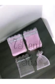 Kına Ve Çerez Kesesi,tesbih Kesesi, 50 Adet Pembe Düz 12x14 Cm ,desenli Tül Kese - 1