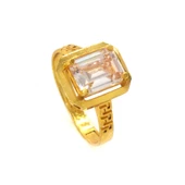 Çelik Baget Yüzük Altın Kaplama Kenarları Desenli YZK-449 - 1