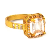 Çelik Baget Yüzük Altın Kaplama Desenli YZK-448 - 4