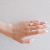 Çelik Baget Yüzük Altın Kaplama Düz Kenarlı YZK-458 - 2