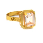 Çelik Baget Yüzük Altın Kaplama Kenarları Desenli YZK-449 - 5