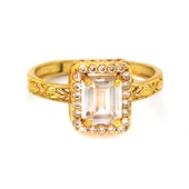 Çelik Baget Yüzük Altın Kaplama Desenli YZK-447 - 5