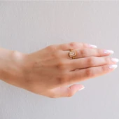 Çelik Baget Yüzük Altın Kaplama Desenli YZK-447 - 2