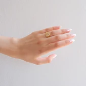 Altın Kaplama Zirkon Taşlı Hasır Model Baget Yüzük YZK-446 - 2