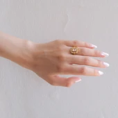 Altın Kaplama 2 Sıra Zirkon Taşlı Baget Yüzük YZK-450 - 2