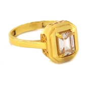 Altın Kaplama Zirkon Taşlı Baget Yüzük YZK-454 - 3