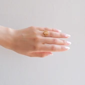 Çelik Baget Yüzük Altın Kaplama Kenarı Taşlı YZK-451 - 2