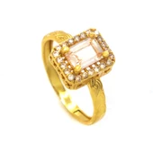 Çelik Baget Yüzük Altın Kaplama Örgü Desenli YZK-442 - 1