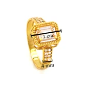 Çelik Baget Yüzük Altın Kaplama Taşlı Kenar YZK-453 - 4