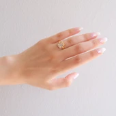 Çelik Baget Yüzük Altın Kaplama Örgü Desenli YZK-442 - 2