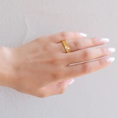 Çelik Yüzük Kadın Altın Kaplama Arpa Model YZK-460 - 2