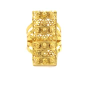 Çelik Yüzük Altın Kaplama Çiçek Desenli Kaburga YZK-485 - 1