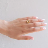 Altın Kaplama Zirkon Taşlı Baget Yüzük YZK-454 - 2