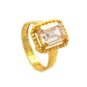 Çelik Baget Yüzük Altın Kaplama Düz Kenarlı YZK-458 - 1