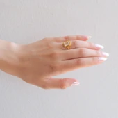 Çelik Baget Yüzük Altın Kaplama Düz Kenarlı YZK-452 - 2