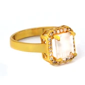 Çelik Baget Yüzük Altın Kaplama Düz Kenar YZK-456 - 5