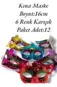 BUTİK CENTER 6 Farklı Renk Plastik Balo Maskesi Düz Renk BEKARLIĞA VEDA , KINA MASKE 12 ADET - 1