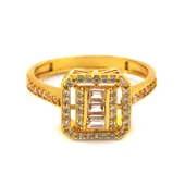 Çelik Baget Yüzük Altın Kaplama Kenarı Taşlı YZK-451 - 4