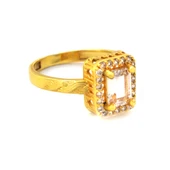 Çelik Baget Yüzük Altın Kaplama Örgü Desenli YZK-442 - 3