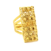 Çelik Yüzük Altın Kaplama Çiçek Desenli Kaburga YZK-485 - 3