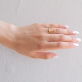 Çelik Baget Yüzük Altın Kaplama Desenli YZK-448 - 2