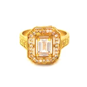 Altın Kaplama 2 Sıra Zirkon Taşlı Baget Yüzük YZK-450 - 3