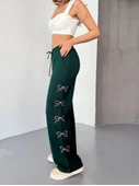 Osy Modal Yumuşak Dokulu Kumaş Nakış Işlemeli Rahat Bol Paça Eşofman Pantalon - Haki - 2