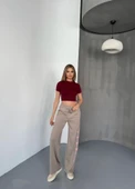 Osy Modal Yumuşak Dokulu Kumaş Nakış Işlemeli Rahat Bol Paça Eşofman Pantalon - Bej - 1