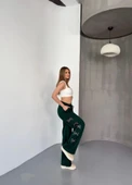 Osy Modal Yumuşak Dokulu Kumaş Nakış Işlemeli Rahat Bol Paça Eşofman Pantalon - Haki - 1