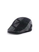 Valkyrie İtalyan Style Retro Zigzag Çizgi Detaylı Erkek Kasket Şapka Tokalı Ayarlanabilir Erkek Siyah - 1