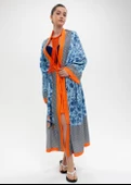 Mavi Çiçekler Kimono - 8