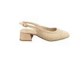 Ventes 8671036Z Arkası Açık Yuvarlak Burun 4 cm Kalın Topuklu Hasır Ayakkabı - 5