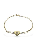 İtalyan Işıltı Zincir Taşlı Kalp Ataç Çok Şık Altın Bileklik thumbnail 1