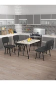 Hayat 70x110 Efes Mutfak Masası, Mutfak Masası Takımı, Yemek Masası, 2 Sandalye 1 Bench - Antrasit - 1