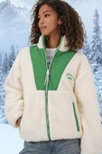 5194 Peluş Mont Ceket - Zümrüt Yeşili - 2