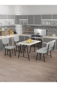 Hayat 70x110 Efes Mutfak Masası, Mutfak Masası Takımı, Yemek Masası, 2 Sandalye 1 Bench - Açık Gri - 1