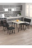 Hayat 70x110 Efes Mutfak Masası, Mutfak Masası Takımı, Yemek Masası, 2 Sandalye 1 Bench - Antrasit - 2