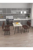 Hayat 70x110 Efes Mutfak Masası, Mutfak Masası Takımı, Yemek Masası, 2 Sandalye 1 Bench - Kahverengi - 3