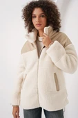 5196 Şişme Peluş Mont - Ekru - 2