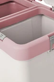 2’li Kirli Sepeti 80 Litre Çamaşır Sepeti Dokunmatik Kirli Çamaşır Sepeti Pembe-Beyaz - 5